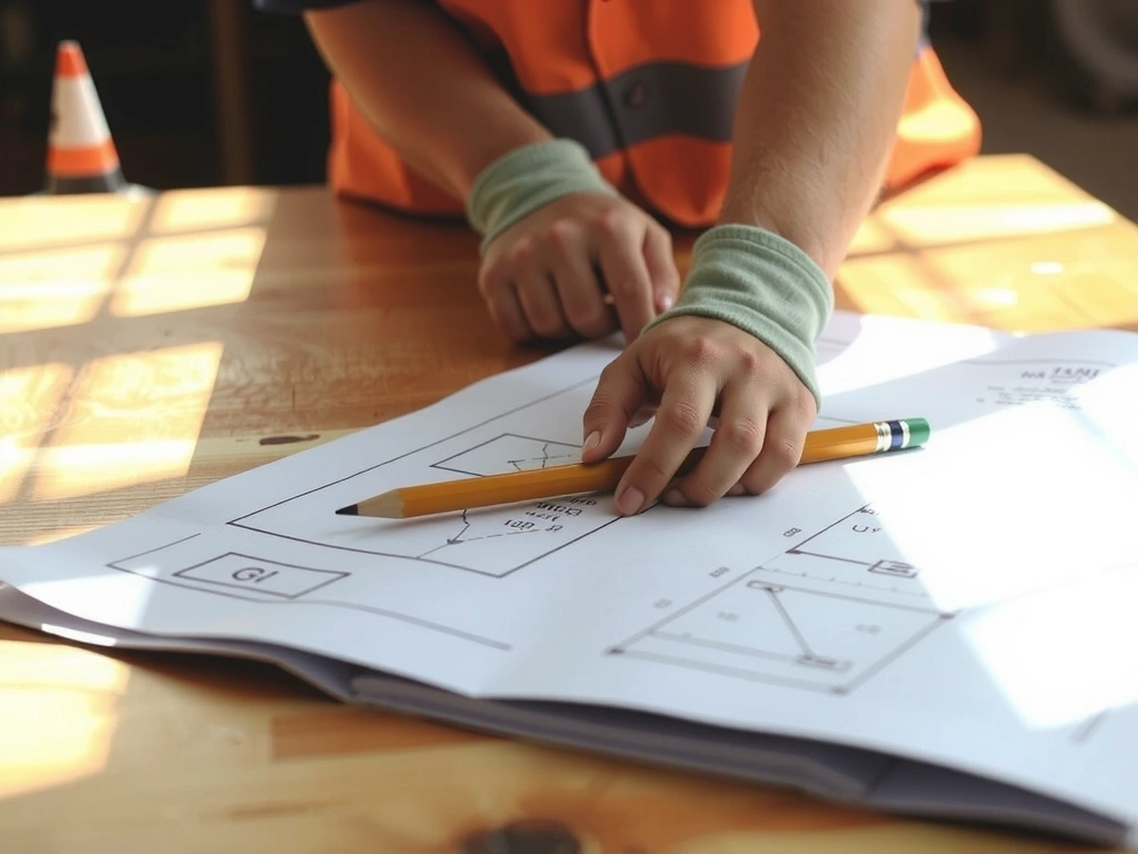 Stavební plány a náčrty na stole