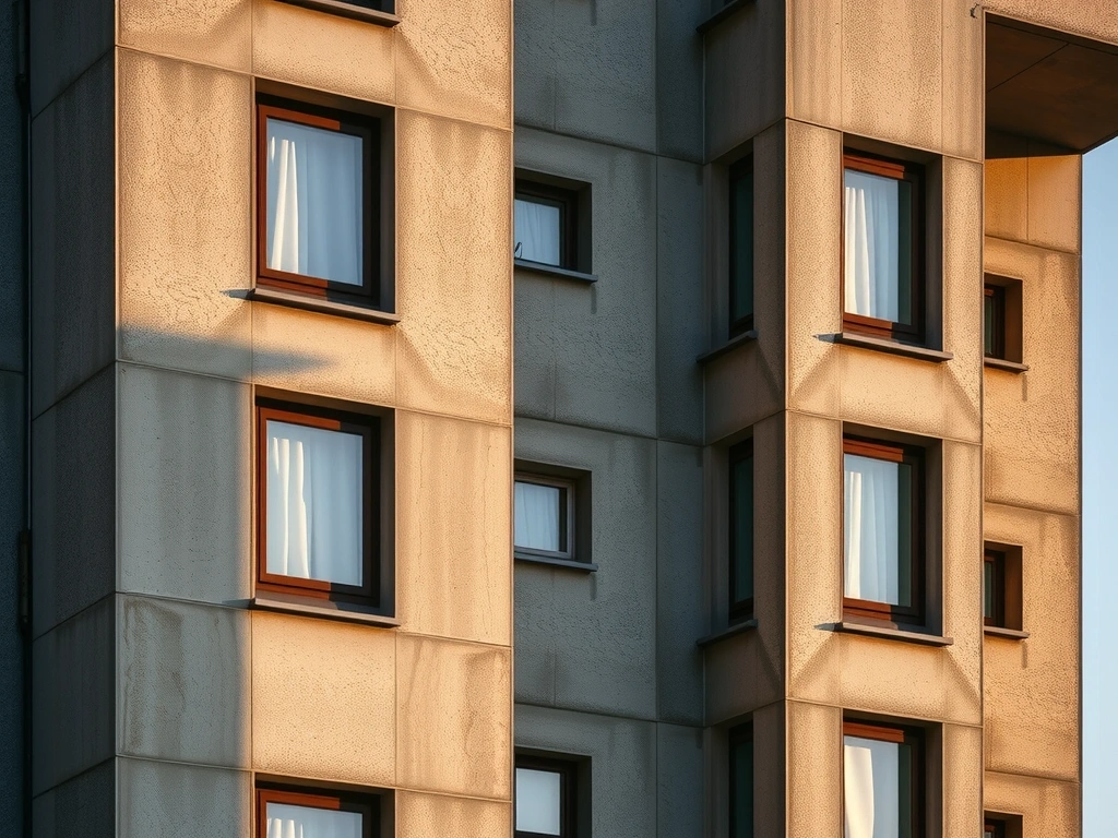 Detail fasády z pohledového betonu